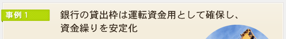 銀行の貸出枠は運転資金用として確保し、資金繰りを安定化